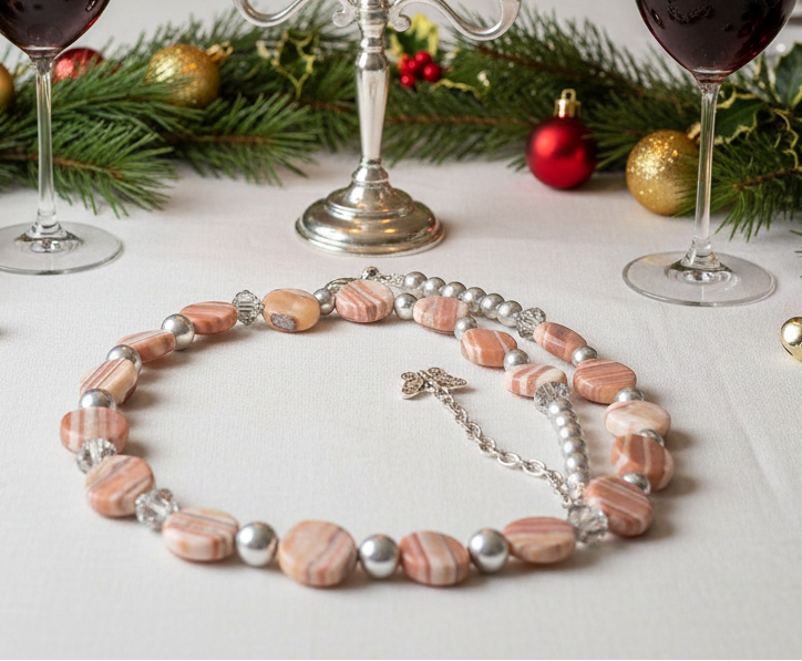 Gorgeous Red Mala, Labrador, & Druk Beaded Necklace - handcrafted by Artistry Jewelry