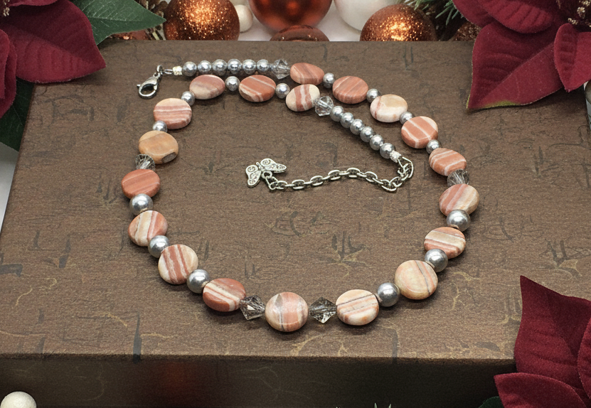 Gorgeous Red Mala, Labrador, & Druk Beaded Necklace - handcrafted by Artistry Jewelry