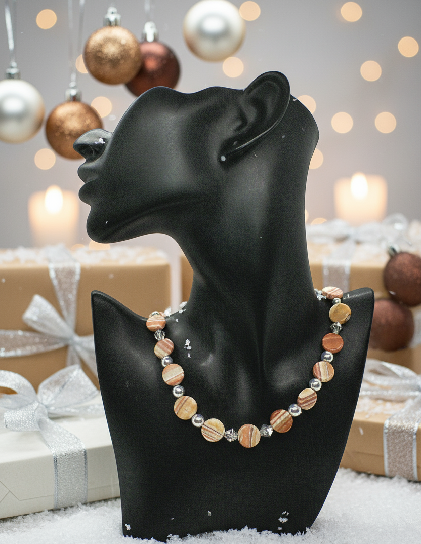 Gorgeous Red Mala, Labrador, & Druk Beaded Necklace - handcrafted by Artistry Jewelry