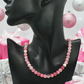 Lovely Pink and White Jasper & Crystal Beaded Necklace - handcrafted by Artistry Jewelry