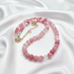 Lovely Pink and White Jasper & Crystal Beaded Necklace - handcrafted by Artistry Jewelry