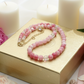 Lovely Pink and White Jasper & Crystal Beaded Necklace - handcrafted by Artistry Jewelry