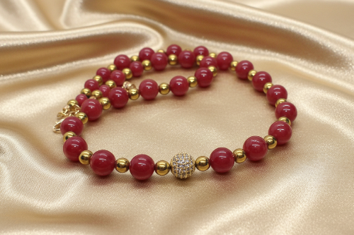 Stunning Red Quartz, Crystal, and Hematite Beaded Necklace