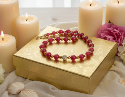 Stunning Red Quartz, Crystal, and Hematite Beaded Necklace