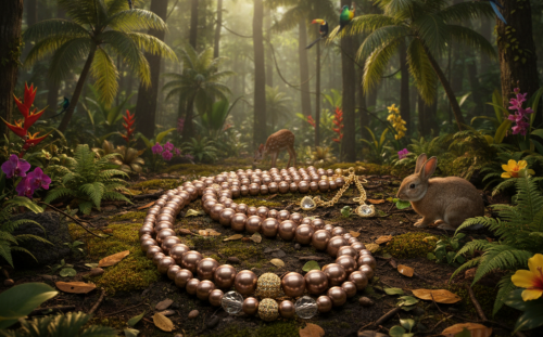 Stunning Crystal, Pearl, and Druk Two-Strand Beaded Necklace