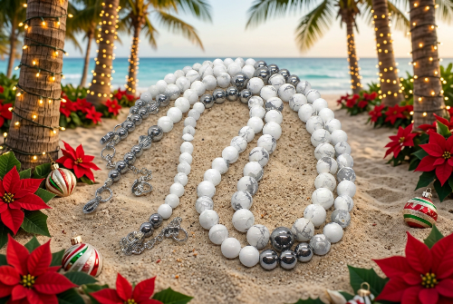 Beautiful Howlite, Hematite, Agate, and Labrador Two-Strand Necklace