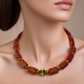 Beautiful Coral Rectangles, Antique Gold Rds, GP Hematite Semi-precious Beaded Necklace handcrafted by Artistry Jewelry