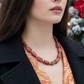 Beautiful Coral Rectangles, Antique Gold Rds, GP Hematite Semi-precious Beaded Necklace handcrafted by Artistry Jewelry