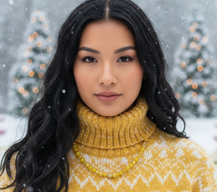 Gorgeous Yellow Fire Agates and Crystals Beaded Semi-precious Necklace handcrafted by Artistry Jewelry