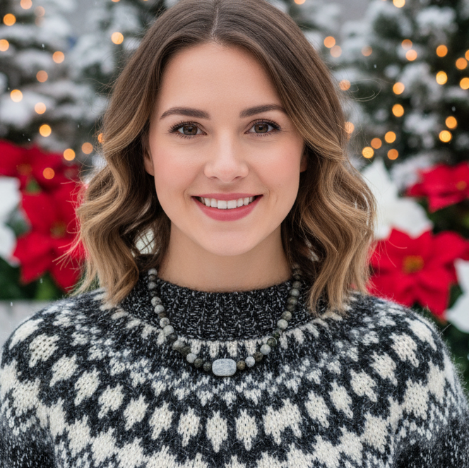 Beautiful Mountain Jade, Labradorite, Semi-precious, Beaded Necklace handcrafted by Artistry Jewelry