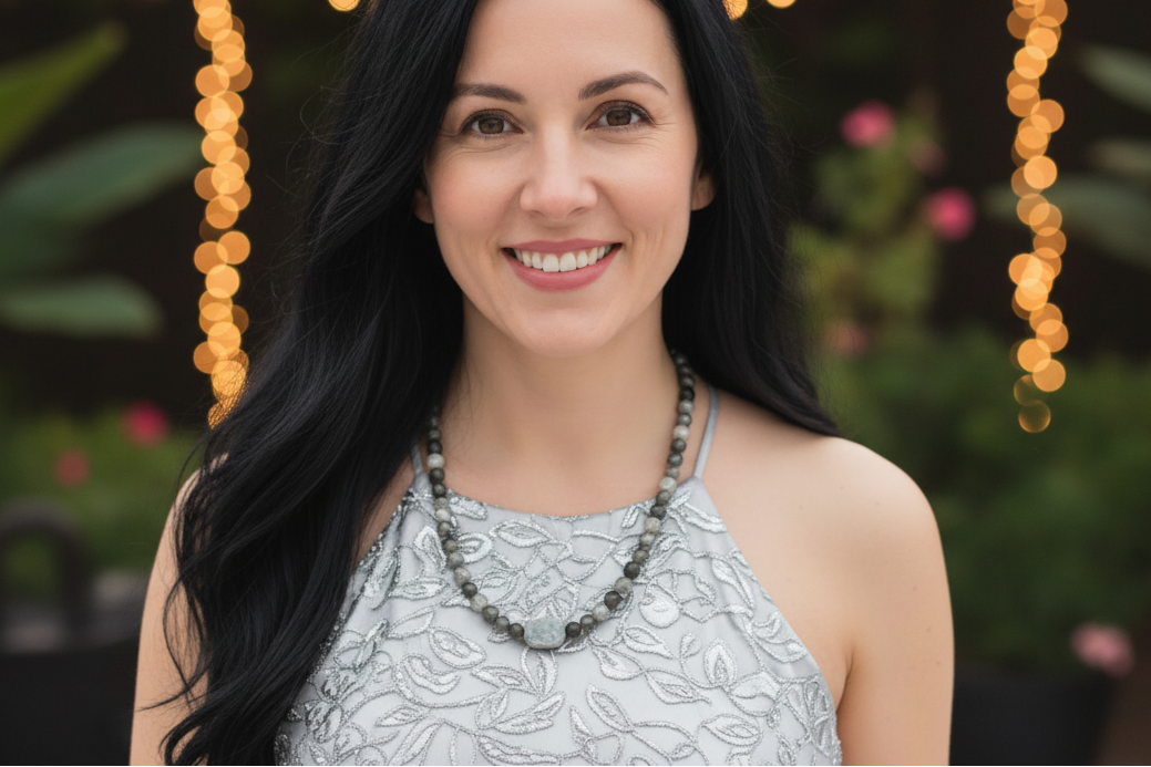 Beautiful Mountain Jade, Labradorite, Semi-precious, Beaded Necklace handcrafted by Artistry Jewelry