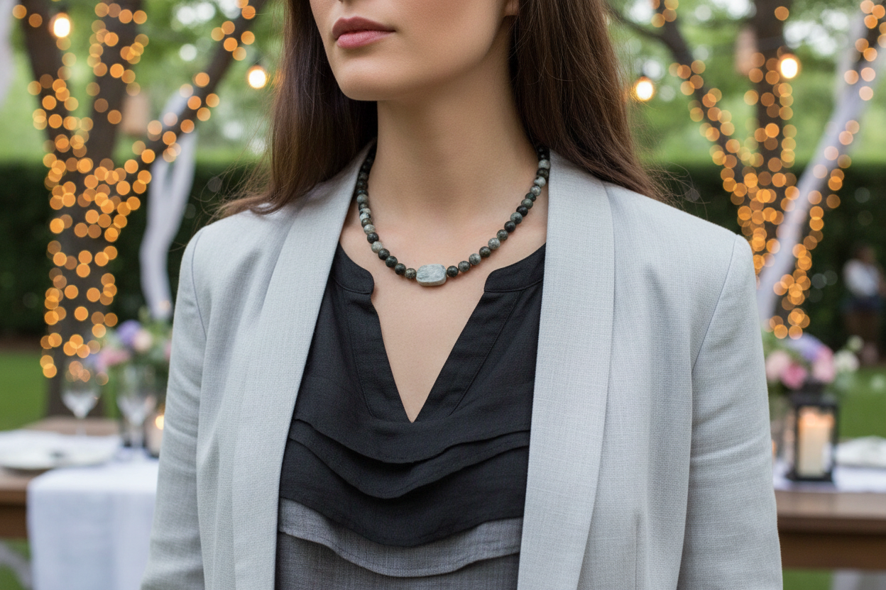 Beautiful Mountain Jade, Labradorite, Semi-precious, Beaded Necklace handcrafted by Artistry Jewelry