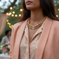 Fabulous Peach Desert Sun and Gold Hematite, One-of-a-Kind Beaded Necklace handcrafted by Artistry Jewelry