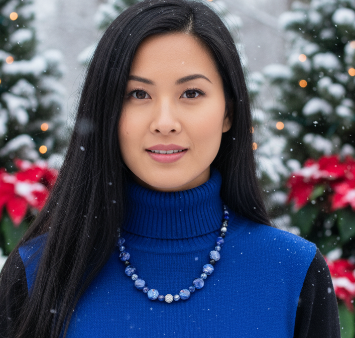 Beautiful Sea Blue Jasper, Firepolish Blue, Silver and Montana Blue, Beaded Necklace handcrafted by Artistry Jewelry