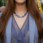 Beautiful Sea Blue Jasper, Firepolish Blue, Silver and Montana Blue, Beaded Necklace handcrafted by Artistry Jewelry