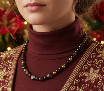 Brilliant Brecca Jasper, Red Tiger Eye, Hematite Beaded Necklace - handcrafted by Artistry Jewelry