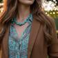 Lovely Crazy Lace Agate & Magnesite, Turquoise, Brown, Semi-precious, Beaded Necklace handcrafted by Artistry Jewelry
