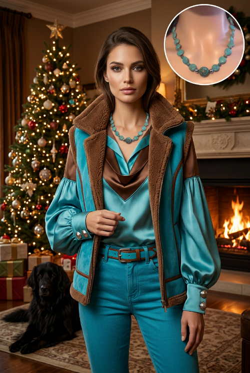Lovely Crazy Lace Agate & Magnesite, Turquoise, Brown, Semi-precious, Beaded Necklace handcrafted by Artistry Jewelry