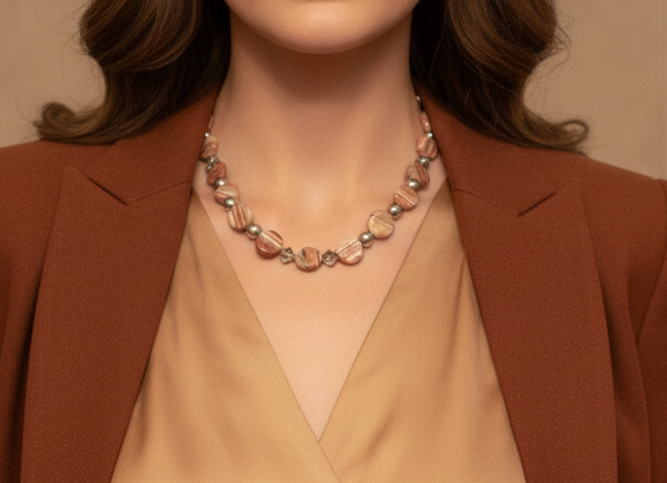 Gorgeous Red Mala, Labrador, & Druk Beaded Necklace - handcrafted by Artistry Jewelry