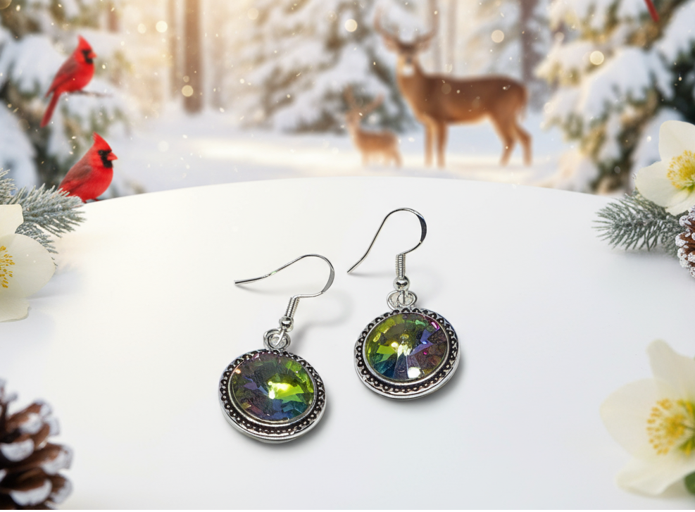 Captivating Chaton Vitrail Rivoli Earrings