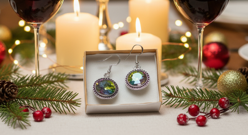 Captivating Chaton Vitrail Rivoli Earrings