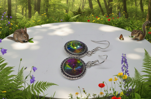 Captivating Chaton Vitrail Rivoli Earrings