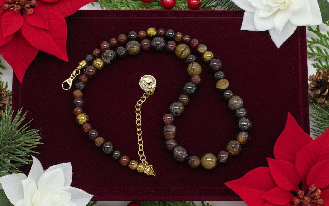 Alluring Carnelian Round, Agate, and Hematite Beaded Necklace