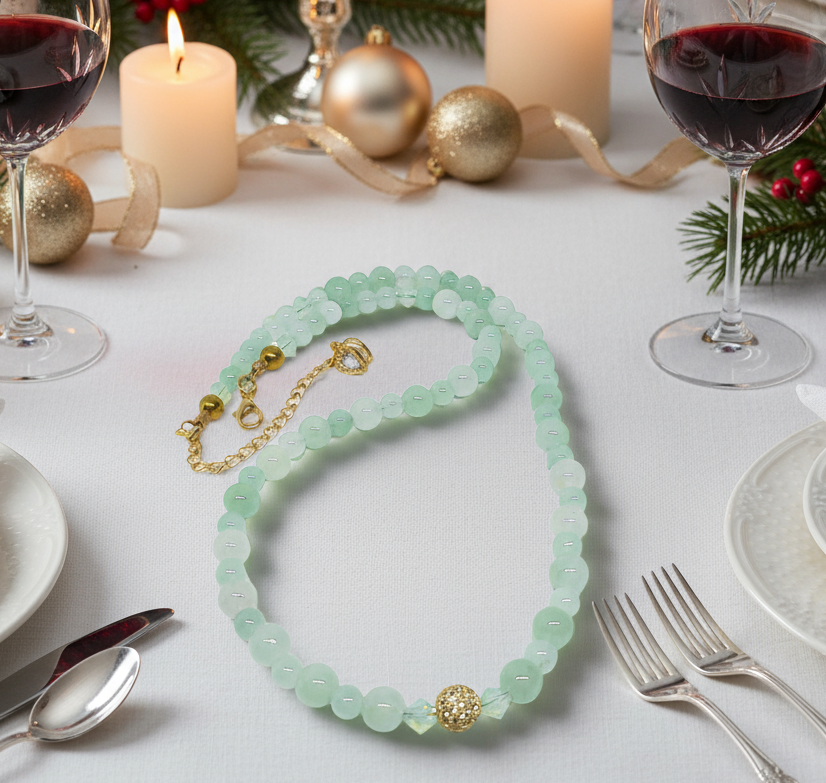 Alluring Burness Jade, Crystal and Hematite Beaded Necklace by Artistry Jewelry