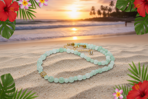 Alluring Burness Jade, Crystal and Hematite Beaded Necklace by Artistry Jewelry