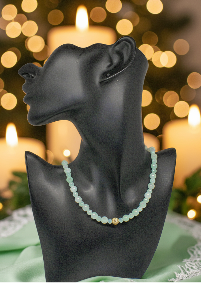 Alluring Burness Jade, Crystal and Hematite Beaded Necklace by Artistry Jewelry