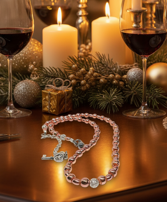 Charming Rose Gold Hematite Beaded Necklace