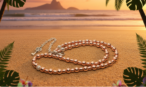 Charming Rose Gold Hematite Beaded Necklace
