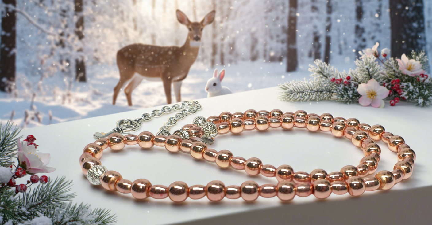 Charming Rose Gold Hematite Beaded Necklace