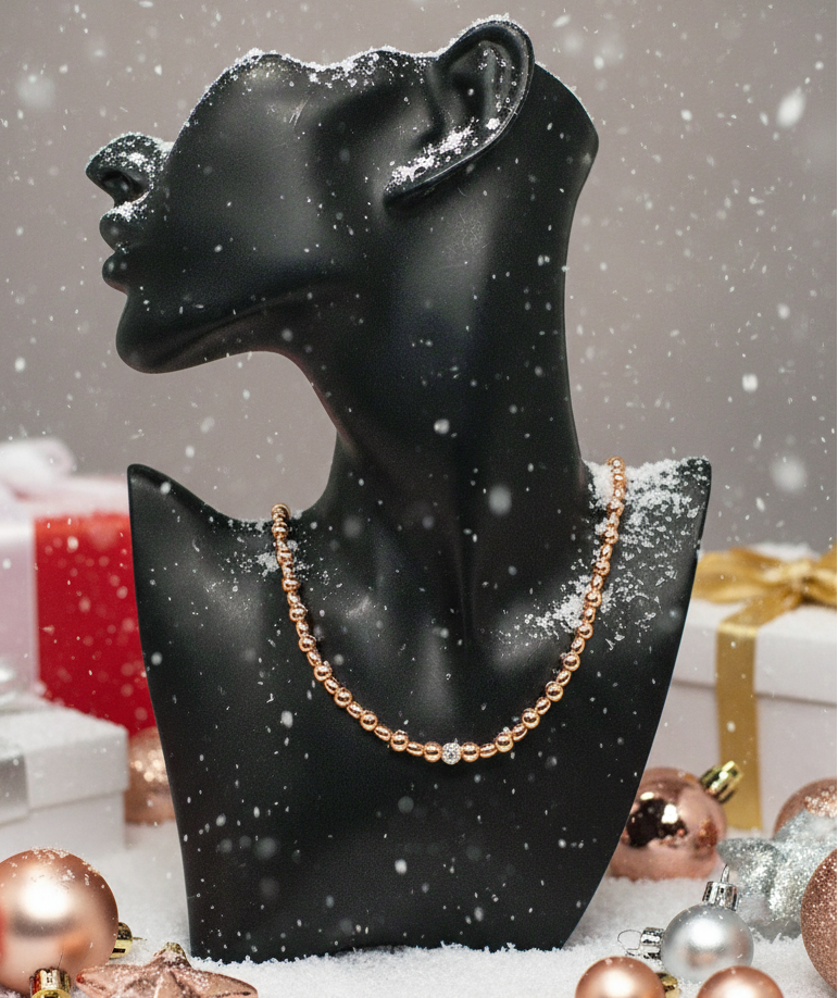 Charming Rose Gold Hematite Beaded Necklace