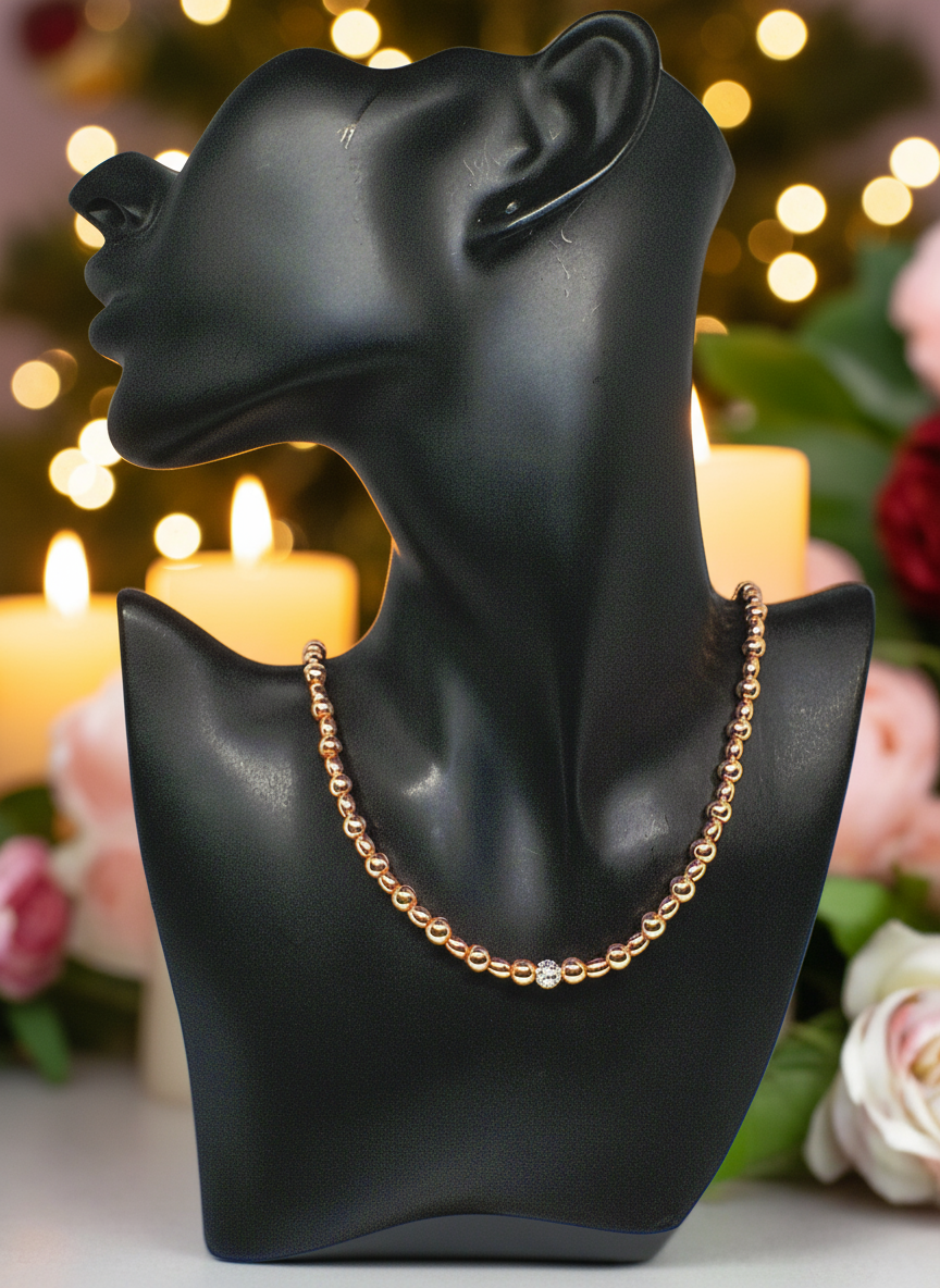 Charming Rose Gold Hematite Beaded Necklace