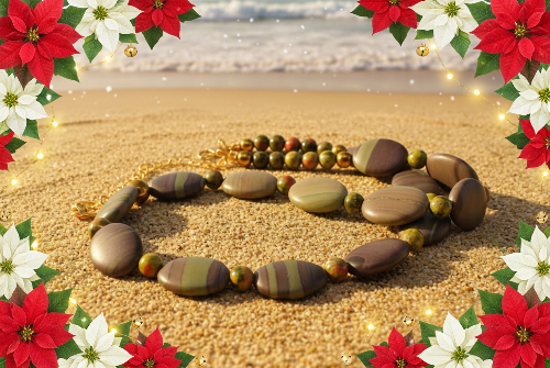 Alluring Mocha & Mint Jasper, Unakite and Hematite Beaded Necklace by Artistry Jewelry