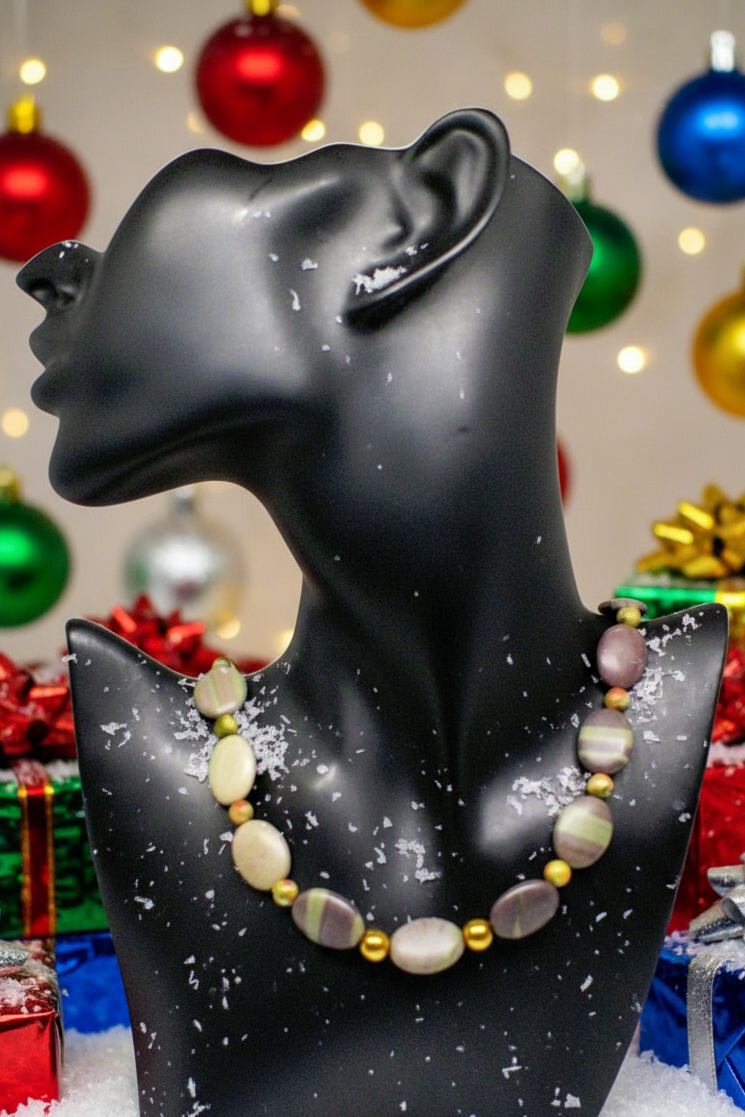 Alluring Mocha & Mint Jasper, Unakite and Hematite Beaded Necklace by Artistry Jewelry