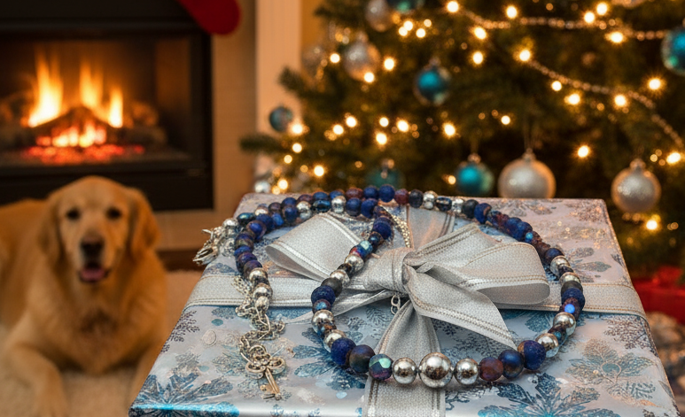 Radiant Blue Natural Lava and Hematite Beaded Two-Strand Necklace