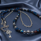 Radiant Blue Natural Lava and Hematite Beaded Two-Strand Necklace