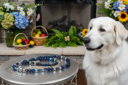 Radiant Blue Natural Lava and Hematite Beaded Two-Strand Necklace