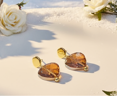 Exquisite Copper Crystal Twist  and Gold Earrings