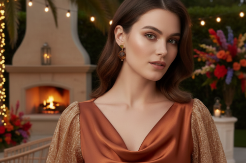 Exquisite Copper Crystal Twist  and Gold Earrings