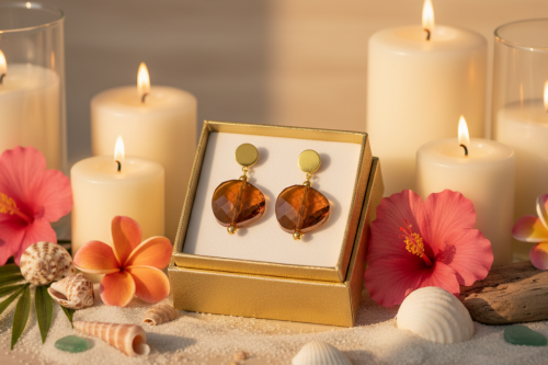 Exquisite Copper Crystal Twist  and Gold Earrings