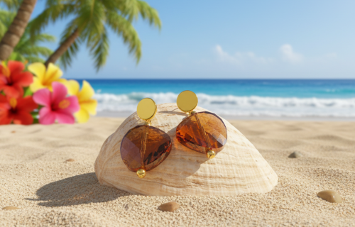 Exquisite Copper Crystal Twist  and Gold Earrings