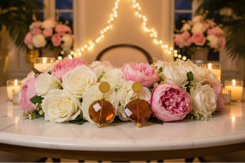 Exquisite Copper Crystal Twist  and Gold Earrings