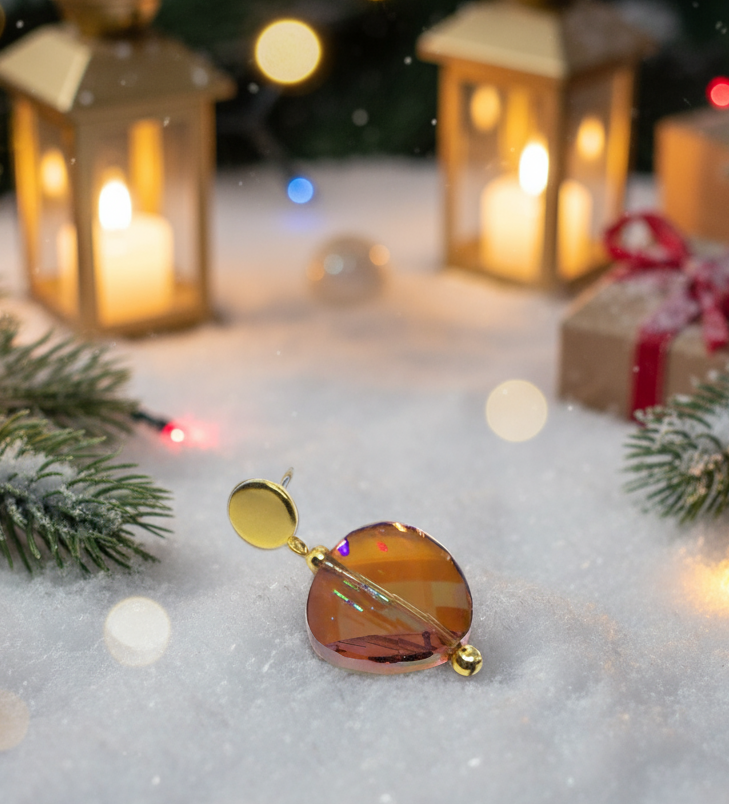 Exquisite Copper Crystal Twist  and Gold Earrings