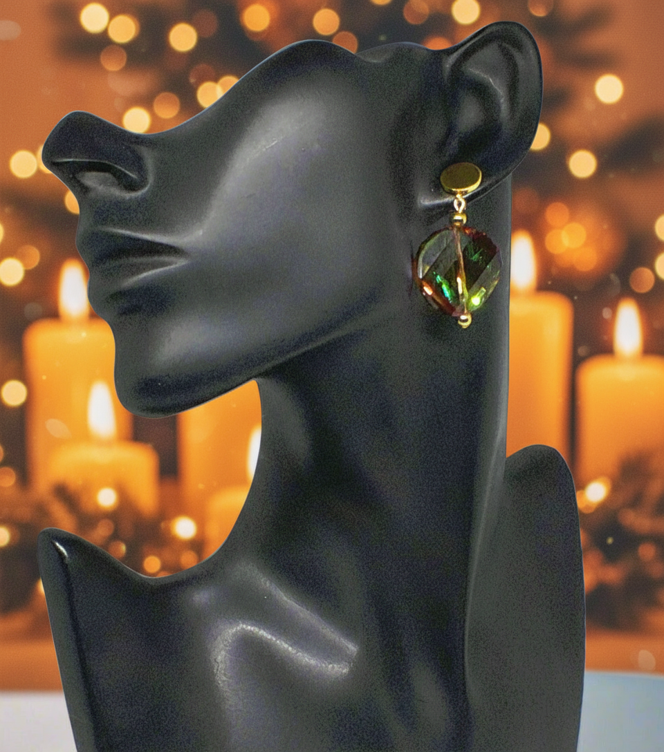 Exquisite Copper Crystal Twist  and Gold Earrings