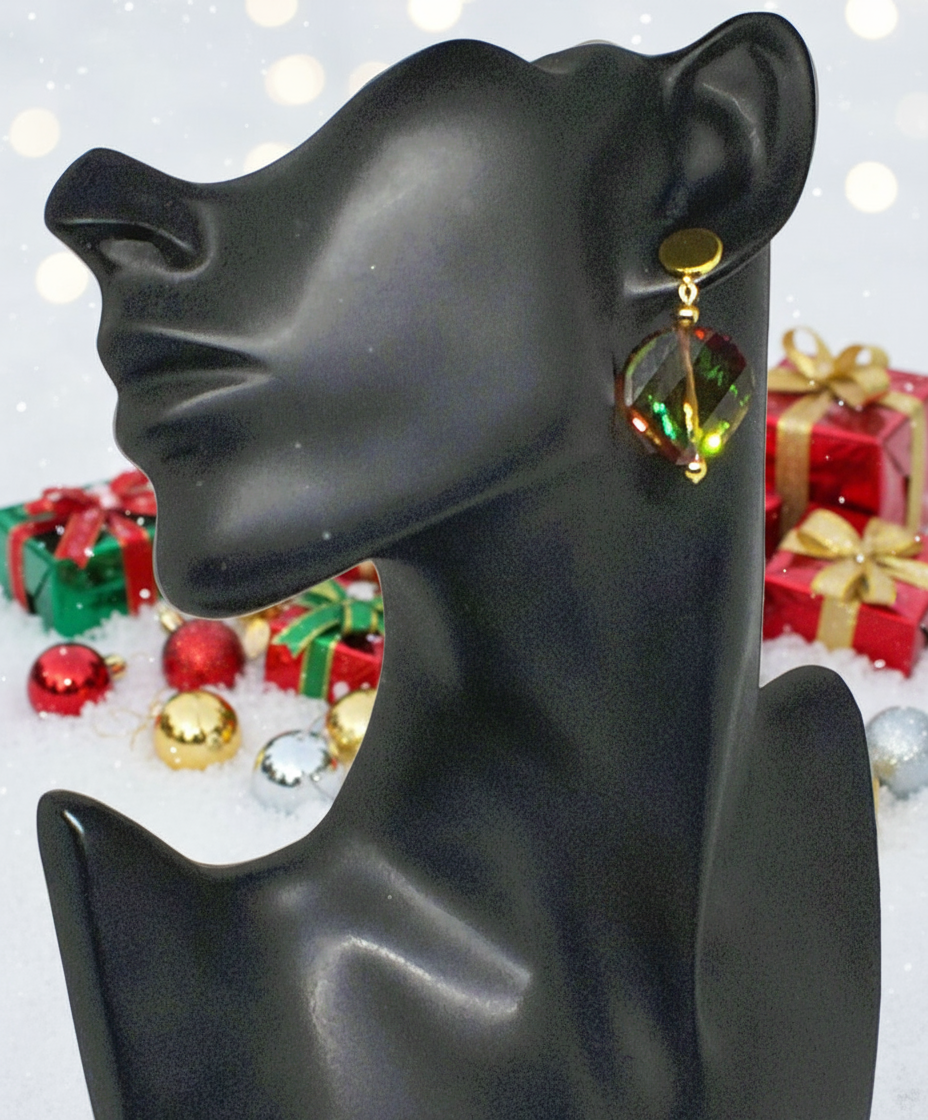 Exquisite Copper Crystal Twist  and Gold Earrings