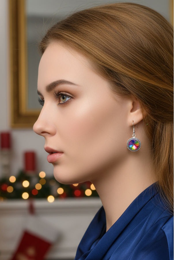 Captivating Chaton Vitrail Rivoli Earrings