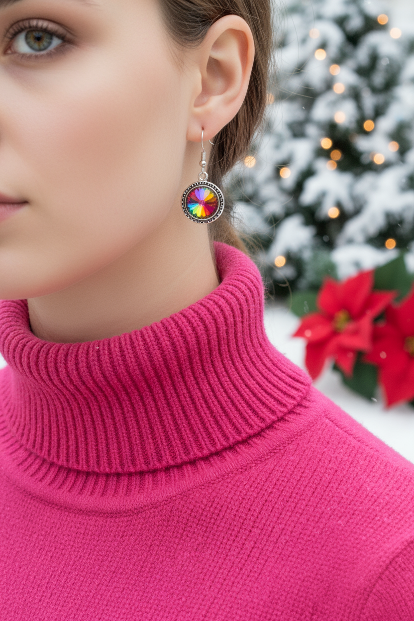 Captivating Chaton Vitrail Rivoli Earrings